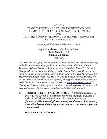 Memorandum - Transportation Agency for Monterey County