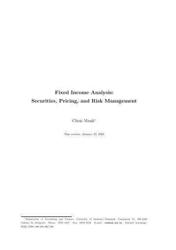 Fixed Income Analysis: Securities, Pricing, and Risk ... - Free