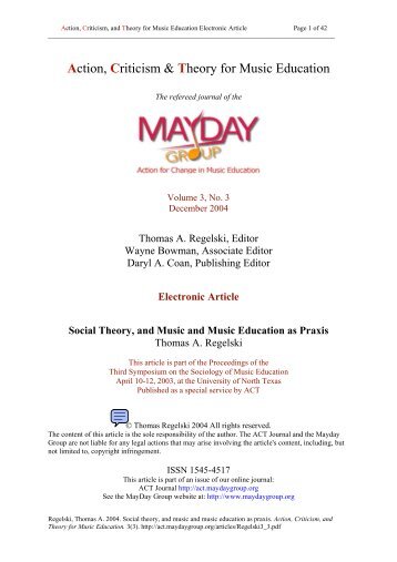 Theory - Action, Criticism and Theory for Music Education - Mayday ...