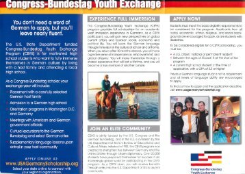 Congress-Bundestag Youth Exchange Brochure
