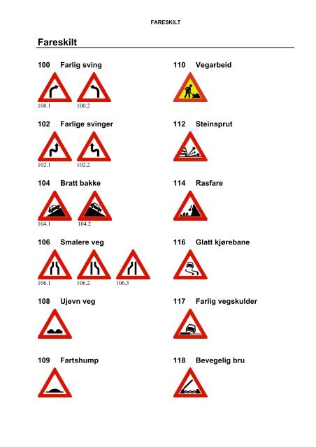 HÃ¥ndbok 050 Trafikkskilt Del 1 ... - Statens vegvesen