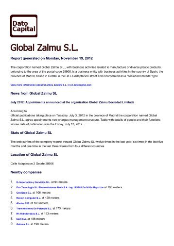 Global Zalmu SL, Spain - Companies - Dato Capital