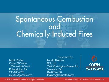 Spontaneous Combustion and Chemically ... - Cozen O'Connor