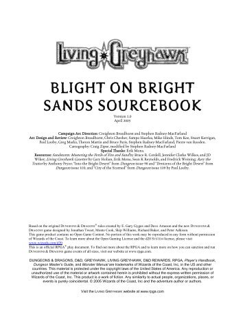 BLIGHT ON BRIGHT SANDS SOURCEBOOK - living greyhawk