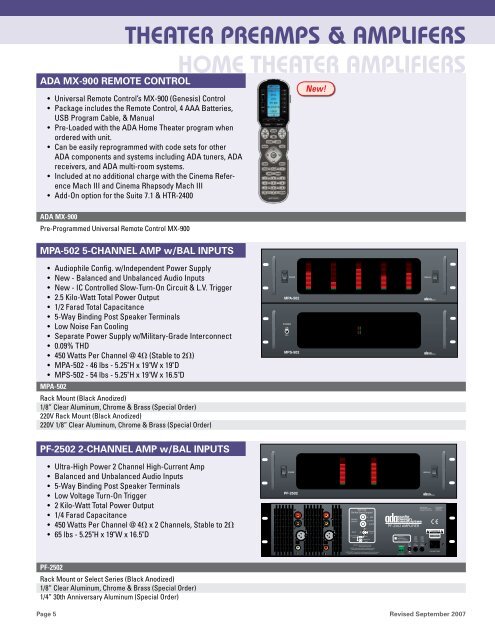 Custom Installation Product Guide - Audio Design Associates