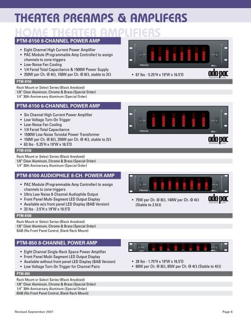 Custom Installation Product Guide - Audio Design Associates