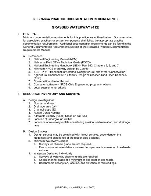 GRASSED WATERWAY (412) - Field Office Technical Guide