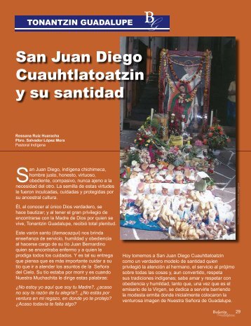 San Juan Diego Cuauhtlatoatzin  y su santidad