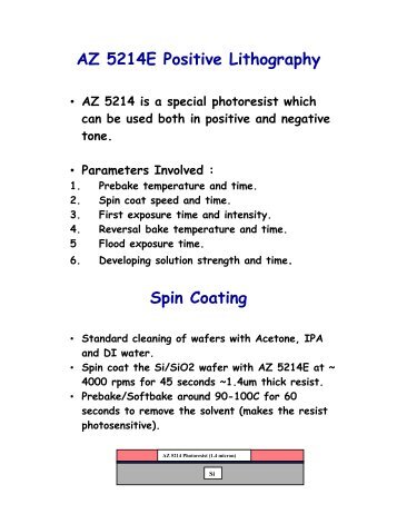 AZ 5214E Positive Lithography Spin Coating