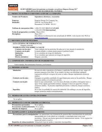 MATERIAL SAFETY DATA SHEET - Simpson Strong-Tie