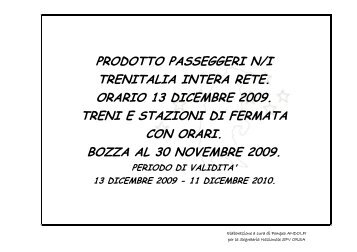 ORARIO 13 DICEMBRE 2009 - TRENI E STAZIONI DI FERMATA