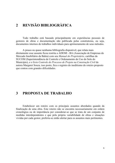 roteiro para finalizaÃ§Ã£o e entrega de obra - EspecializaÃ§Ã£o em ...