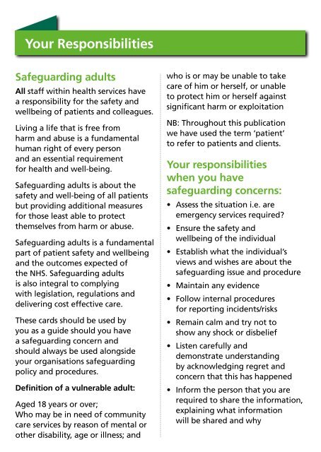 Safeguarding Adults prompt card