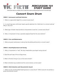 PERCUSSION 101 STUDY GUIDE Concert Snare Drum - Vic Firth