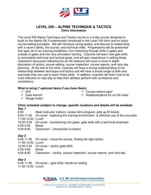 Level 0 A Alpine Technique Tactics Us Ski Team Alpine