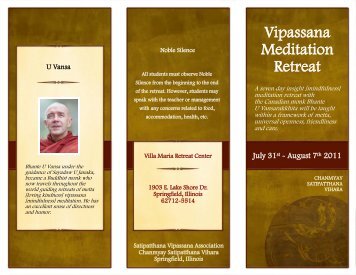 Vipassana Meditation Retreat - Chanmyay Vihara