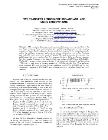 PWR Transient Xenon Modeling and Analysis using Studsvik CMS