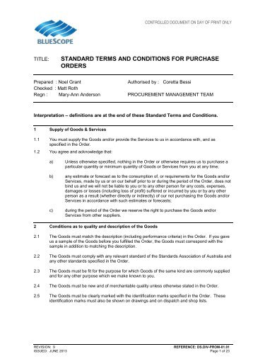 Purchase Order TC_s Draft 3) 10042013 (2 ... - BlueScope Steel