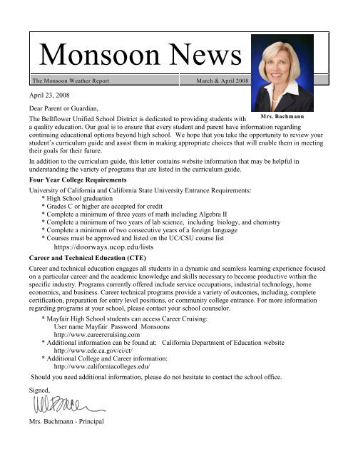 Monsoon News - Bellflower Unified School District