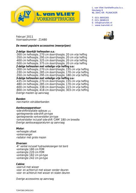 download specificatieblad - L. van Vliet Vorkheftrucks