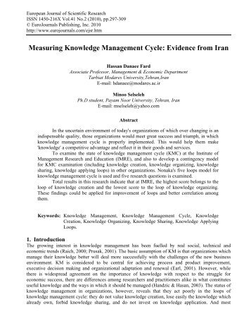 Measuring Knowledge Management Cycle: Evidence from Iran