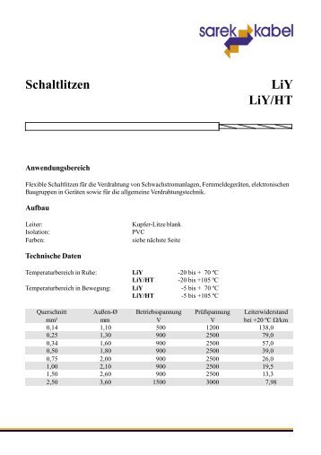 Schaltlitzen LiY LiY/HT