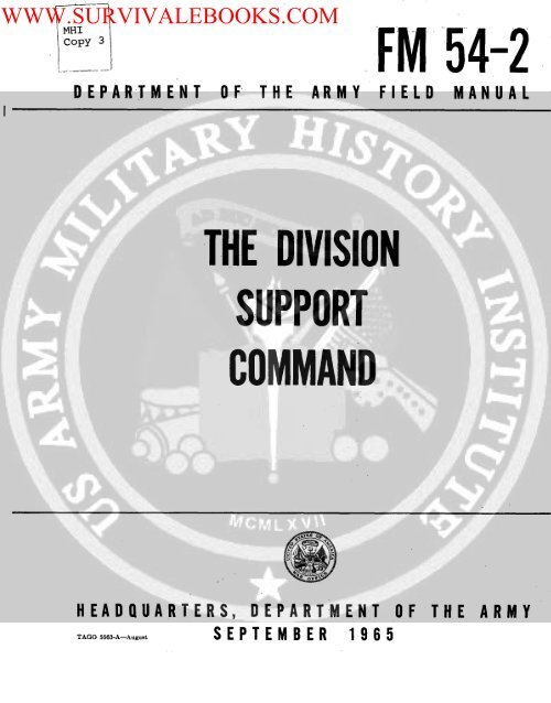 FM 54-2 ( The Division Support Command ) 1965 - Survival Books