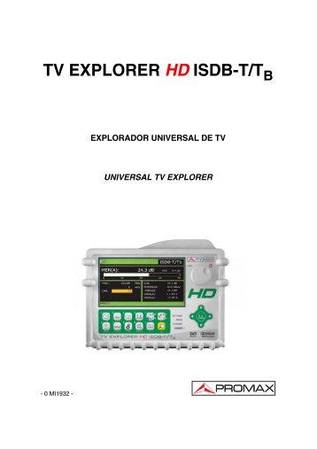 TV Explorer HD ISDB-T/Tb manual - Promax