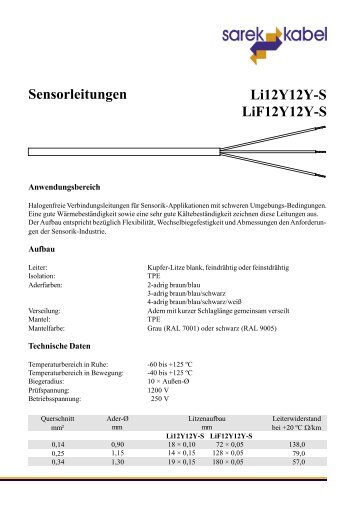 Li12Y12Y-S LiF12Y12Y-S Sensorleitungen