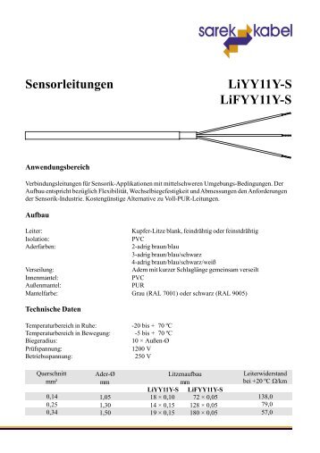 LiYY11Y-S LiFYY11Y-S Sensorleitungen