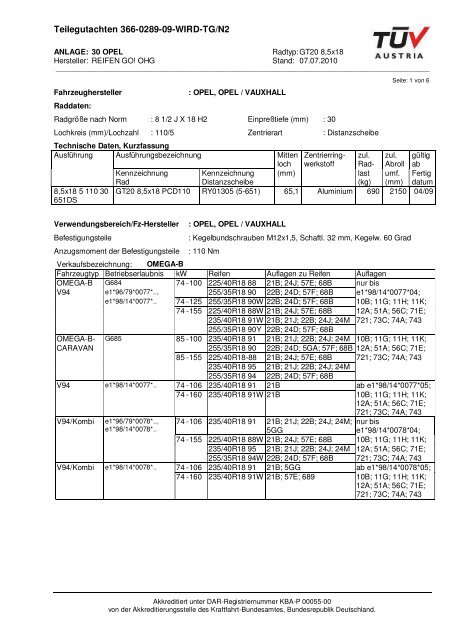 Teilegutachten 366028909WIRDTG/N2