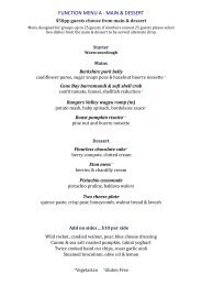 FUNCTION MENU A - MAIN & DESSERT - The Coro