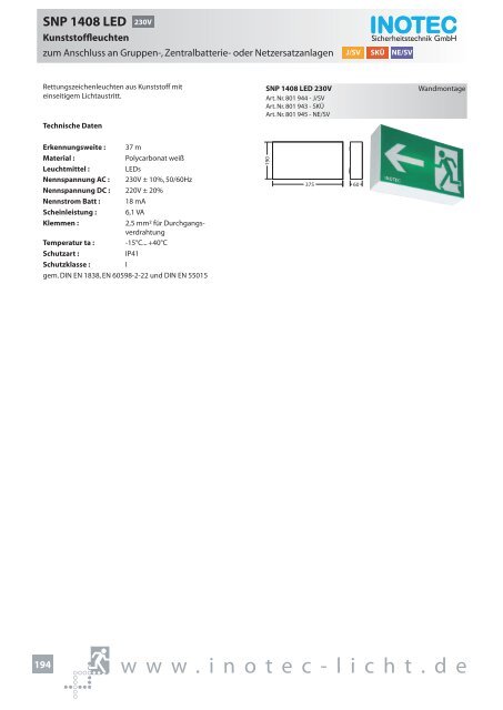 SNP 1520 230V - INOTEC Sicherheitstechnik GmbH