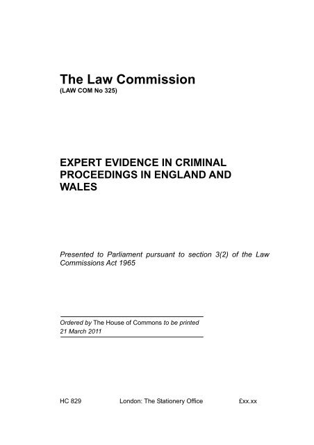 Expert Evidence in Criminal Proceedings - Law Commission