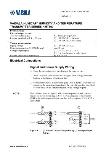 HMT100 Wiring Diagram - Vaisala