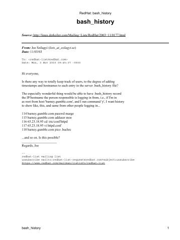 RedHat: bash_history - DerKeiler Linux Archive