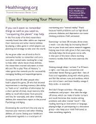 Tips for Improving Your Memory - Health in Aging