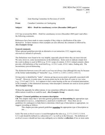 5JSC/RDA/Part I/CCC response March 17, 2006 p. 1 - Joint Steering ...