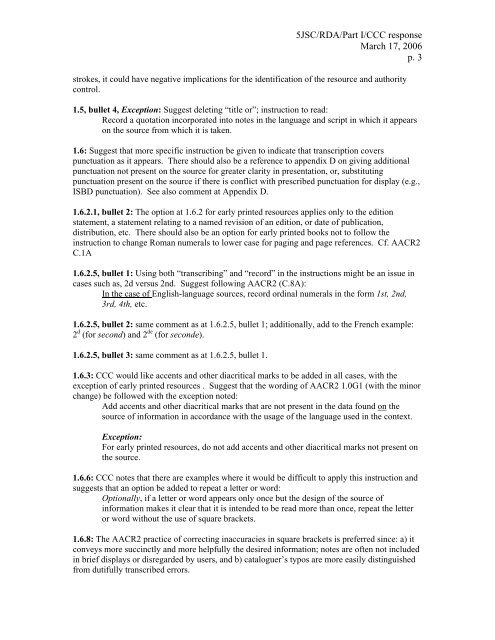 5JSC/RDA/Part I/CCC response March 17, 2006 p. 1 - Joint Steering ...