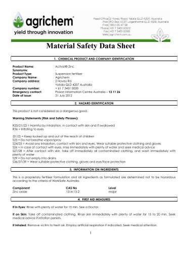 Activist Zinc - MSDS.pdf - Agrichem