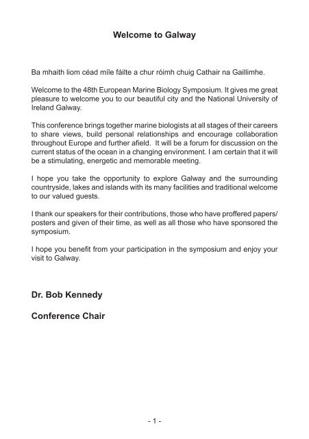 Welcome to Galway Dr. Bob Kennedy Conference ... - Conference.ie