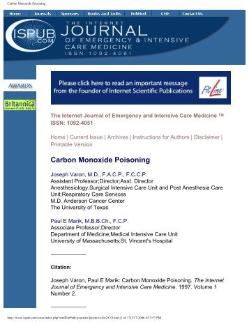 Carbon Monoxide Poisoning - National Center for Healthy Housing