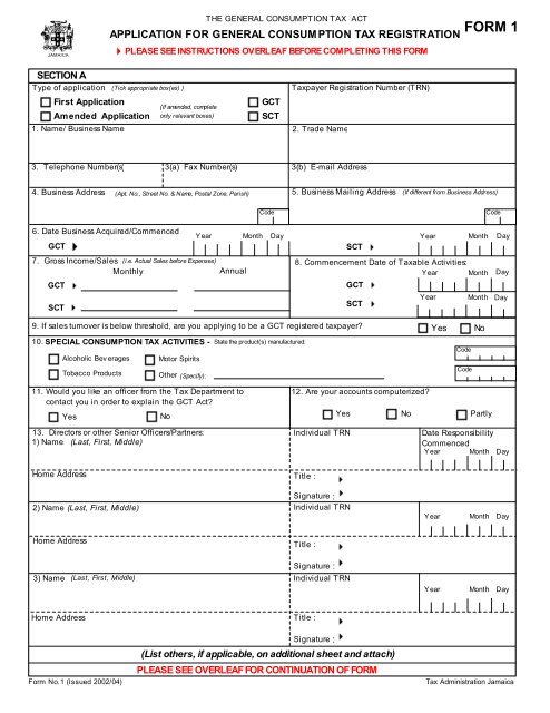 FORM 1 - Tax Administration Jamaica