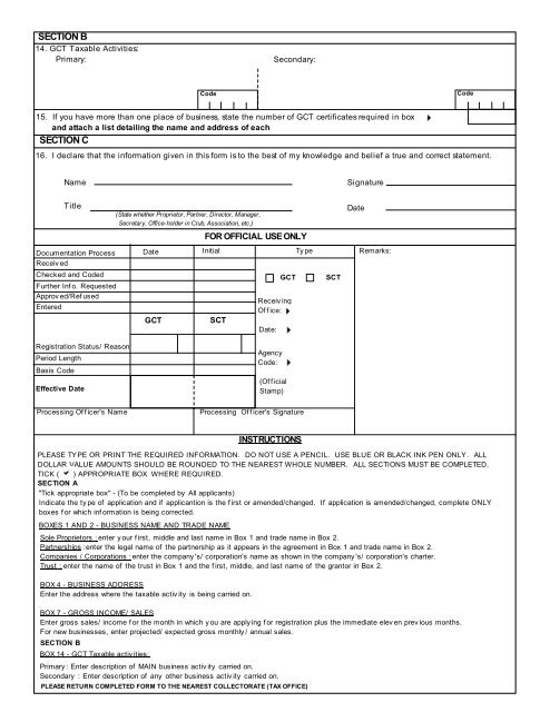 FORM 1 - Tax Administration Jamaica