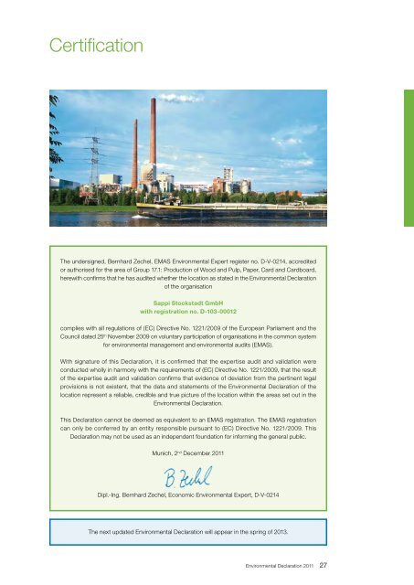 Environmental Declaration 2011 - Sappi