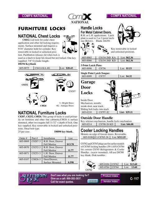 Product Index - Southern Lock & Supply Co.
