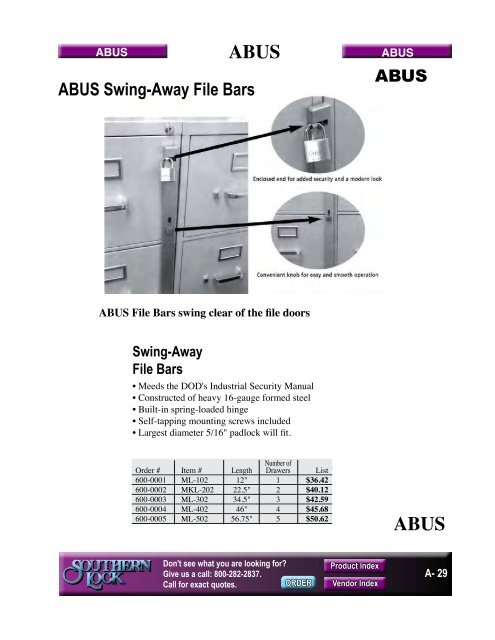 Product Index - Southern Lock & Supply Co.