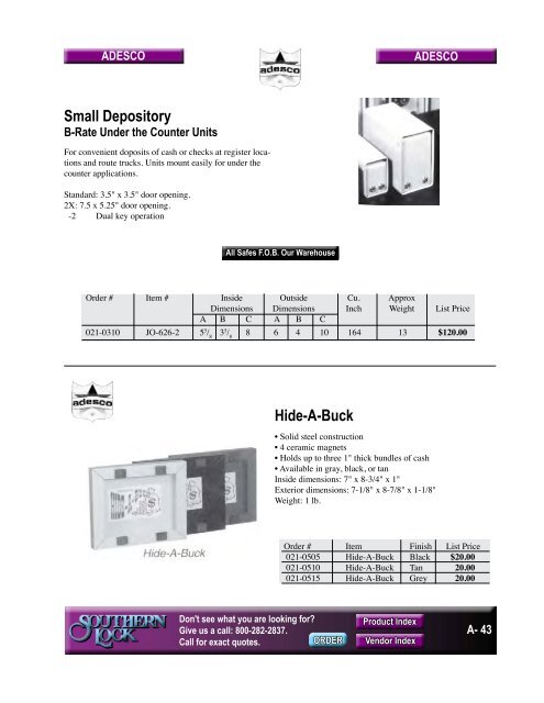 Product Index - Southern Lock & Supply Co.