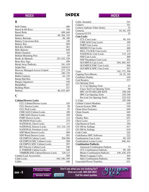 Product Index - Southern Lock & Supply Co.