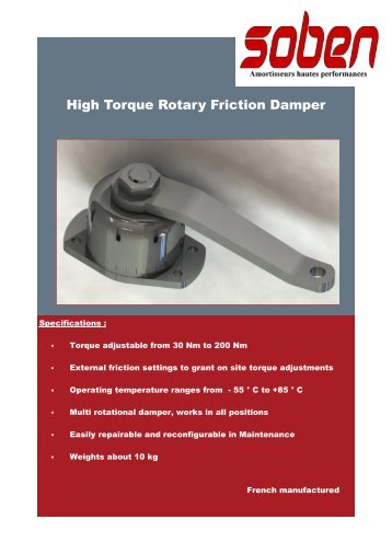 High Torque Rotary Friction Damper - BIBUS France